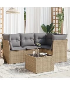 vidaXL vidaXL 5-cz. zestaw mebli ogrodowych z poduszkami, beżowy, polirattan Dārza mēbeļu komplekti