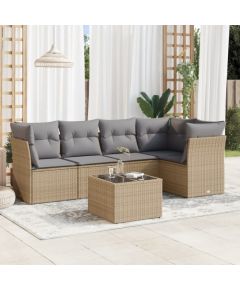 vidaXL vidaXL 6-cz. zestaw mebli ogrodowych z poduszkami, beżowy, polirattan Dārza mēbeļu komplekti