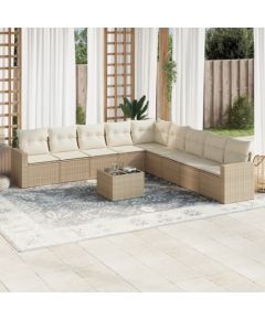 vidaXL vidaXL 10-cz. zestaw mebli ogrodowych z poduszkami, beżowy, polirattan Dārza mēbeļu komplekti