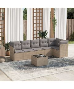 vidaXL vidaXL 7-cz. zestaw wypoczynkowy do ogrodu, z poduszkami, beżowy Dārza mēbeļu komplekti