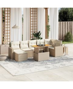 vidaXL vidaXL 8-cz. zestaw mebli ogrodowych z poduszkami, beżowy, polirattan Dārza mēbeļu komplekti