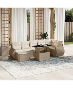 vidaXL vidaXL 8-cz. zestaw mebli ogrodowych z poduszkami, beżowy, polirattan Dārza mēbeļu komplekti