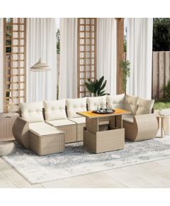 vidaXL vidaXL 8-cz. zestaw mebli ogrodowych z poduszkami, beżowy, polirattan Dārza mēbeļu komplekti