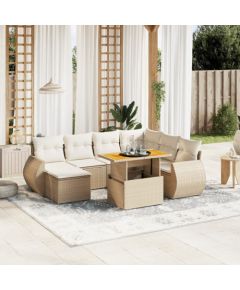 vidaXL vidaXL 8-cz. zestaw mebli ogrodowych z poduszkami, beżowy, polirattan Dārza mēbeļu komplekti