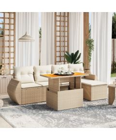 vidaXL vidaXL 6-cz. zestaw mebli ogrodowych z poduszkami, beżowy, polirattan Dārza mēbeļu komplekti