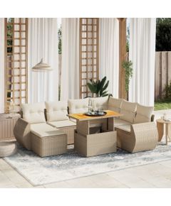 vidaXL vidaXL 8-cz. zestaw mebli ogrodowych z poduszkami, beżowy, polirattan Dārza mēbeļu komplekti