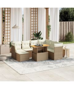 vidaXL vidaXL 8-cz. zestaw mebli ogrodowych z poduszkami, beżowy, polirattan Dārza mēbeļu komplekti