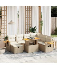 vidaXL vidaXL 8-cz. zestaw mebli ogrodowych z poduszkami, beżowy, polirattan Dārza mēbeļu komplekti