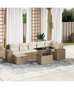 vidaXL vidaXL 8-cz. zestaw mebli ogrodowych z poduszkami, beżowy, polirattan Dārza mēbeļu komplekti