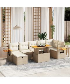 vidaXL vidaXL 8-cz. zestaw mebli ogrodowych z poduszkami, beżowy, polirattan Dārza mēbeļu komplekti