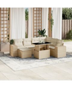 vidaXL vidaXL 8-cz. zestaw mebli ogrodowych z poduszkami, beżowy, polirattan Dārza mēbeļu komplekti