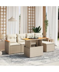 vidaXL vidaXL 6-cz. zestaw mebli ogrodowych z poduszkami, beżowy, polirattan Dārza mēbeļu komplekti