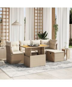 vidaXL vidaXL 6-cz. zestaw mebli ogrodowych z poduszkami, beżowy, polirattan Dārza mēbeļu komplekti