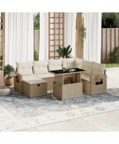 vidaXL vidaXL 8-cz. zestaw mebli ogrodowych z poduszkami, beżowy, polirattan Dārza mēbeļu komplekti