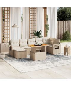 vidaXL vidaXL 8-cz. zestaw mebli ogrodowych z poduszkami, beżowy, polirattan Dārza mēbeļu komplekti