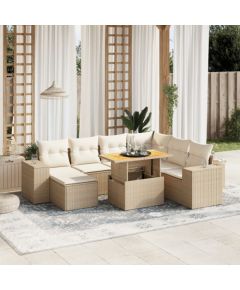 vidaXL vidaXL 8-cz. zestaw mebli ogrodowych z poduszkami, beżowy, polirattan Dārza mēbeļu komplekti