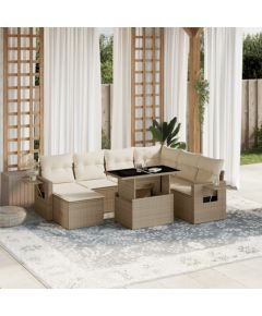 vidaXL vidaXL 8-cz. zestaw mebli ogrodowych z poduszkami, beżowy, polirattan Dārza mēbeļu komplekti