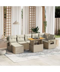 vidaXL vidaXL 8-cz. zestaw mebli ogrodowych z poduszkami, beżowy, polirattan Dārza mēbeļu komplekti