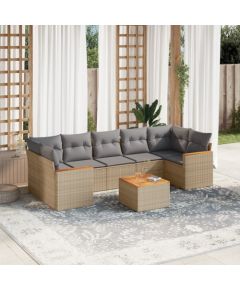 vidaXL vidaXL 8-cz. zestaw mebli ogrodowych z poduszkami, beżowy, polirattan Dārza mēbeļu komplekti