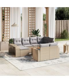 vidaXL vidaXL 11-cz. zestaw mebli ogrodowych z poduszkami, beżowy, polirattan Dārza mēbeļu komplekti