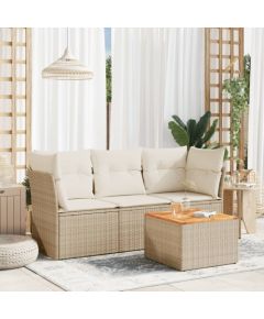 vidaXL vidaXL 4-cz. zestaw mebli ogrodowych z poduszkami, beżowy, polirattan Dārza mēbeļu komplekti