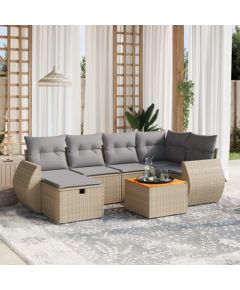 vidaXL vidaXL 7-cz. zestaw mebli ogrodowych z poduszkami, mieszany beż Dārza mēbeļu komplekti