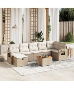 vidaXL vidaXL 8-cz. zestaw mebli ogrodowych z poduszkami, beżowy, polirattan Dārza mēbeļu komplekti