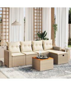 vidaXL vidaXL 6-cz. zestaw mebli ogrodowych z poduszkami, beżowy, polirattan Dārza mēbeļu komplekti