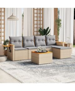 vidaXL vidaXL 6-cz. zestaw mebli ogrodowych z poduszkami, beżowy, polirattan Dārza mēbeļu komplekti