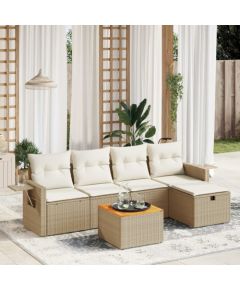 vidaXL vidaXL 6-cz. zestaw mebli ogrodowych z poduszkami, beżowy, polirattan Dārza mēbeļu komplekti