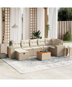 vidaXL vidaXL 8-cz. zestaw mebli ogrodowych z poduszkami, beżowy, polirattan Dārza mēbeļu komplekti