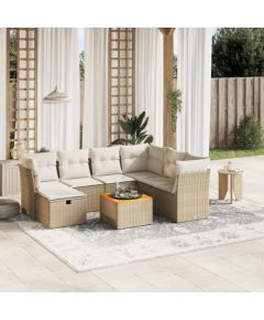 vidaXL vidaXL 8-cz. zestaw mebli ogrodowych z poduszkami, beżowy, polirattan Dārza mēbeļu komplekti