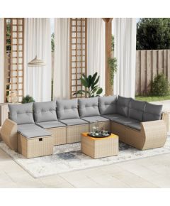 vidaXL vidaXL 9-cz. zestaw mebli ogrodowych z poduszkami, mieszany beż Dārza mēbeļu komplekti