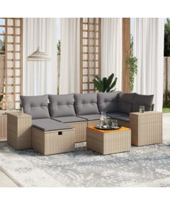 vidaXL vidaXL 7-cz. zestaw mebli ogrodowych z poduszkami, mieszany beż Dārza mēbeļu komplekti