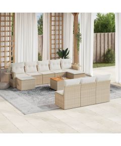 vidaXL vidaXL 11-cz. zestaw mebli ogrodowych z poduszkami, beżowy, polirattan Dārza mēbeļu komplekti