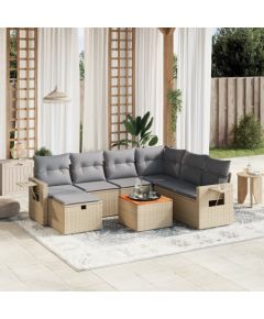 vidaXL vidaXL 8-cz. zestaw mebli ogrodowych z poduszkami, mieszany beż Dārza mēbeļu komplekti