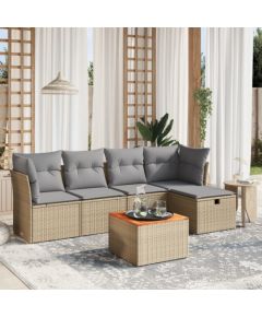 vidaXL vidaXL 6-cz. zestaw mebli ogrodowych z poduszkami, mieszany beż Dārza mēbeļu komplekti