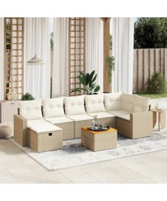 vidaXL vidaXL 8-cz. zestaw mebli ogrodowych z poduszkami, beżowy, polirattan Dārza mēbeļu komplekti