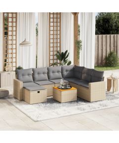 vidaXL vidaXL 8-cz. zestaw mebli ogrodowych z poduszkami, mieszany beż Dārza mēbeļu komplekti