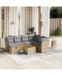 vidaXL vidaXL 8-cz. zestaw mebli ogrodowych z poduszkami, mieszany beż Dārza mēbeļu komplekti