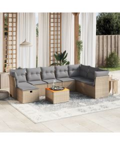 vidaXL vidaXL 9-cz. zestaw mebli ogrodowych z poduszkami, mieszany beż Dārza mēbeļu komplekti