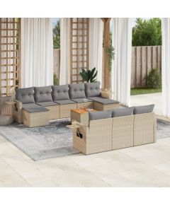 vidaXL vidaXL 11-cz. zestaw mebli ogrodowych z poduszkami, beżowy, polirattan Dārza mēbeļu komplekti