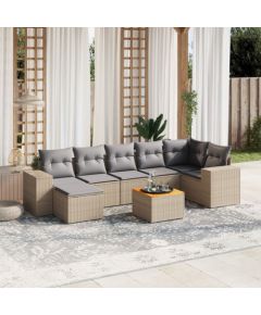 vidaXL vidaXL 8-cz. zestaw mebli ogrodowych z poduszkami, beżowy, polirattan Dārza mēbeļu komplekti