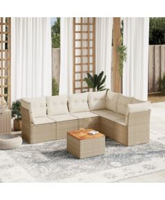 vidaXL vidaXL 7-cz. zestaw wypoczynkowy do ogrodu, z poduszkami, beżowy Dārza mēbeļu komplekti