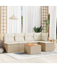 vidaXL vidaXL 6-cz. zestaw mebli ogrodowych z poduszkami, beżowy, polirattan Dārza mēbeļu komplekti