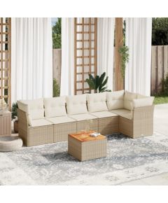 vidaXL vidaXL 7-cz. zestaw wypoczynkowy do ogrodu, z poduszkami, beżowy Dārza mēbeļu komplekti