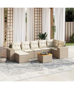 vidaXL vidaXL 8-cz. zestaw mebli ogrodowych z poduszkami, beżowy, polirattan Dārza mēbeļu komplekti