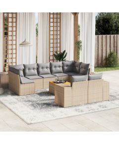 vidaXL vidaXL 10-cz. zestaw mebli ogrodowych z poduszkami, beżowy, polirattan Dārza mēbeļu komplekti