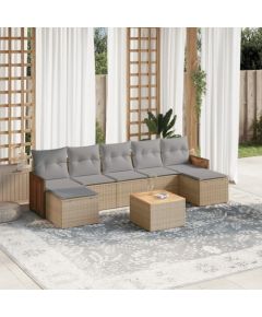 vidaXL vidaXL 8-cz. zestaw mebli ogrodowych z poduszkami, beżowy, polirattan Dārza mēbeļu komplekti