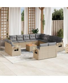 vidaXL vidaXL 14-cz. zestaw mebli ogrodowych z poduszkami, beżowy, polirattan Dārza mēbeļu komplekti